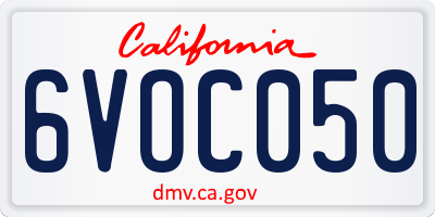 CA license plate 6VOC050