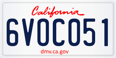 CA license plate 6VOC051