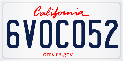 CA license plate 6VOC052