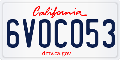 CA license plate 6VOC053
