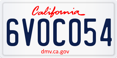 CA license plate 6VOC054
