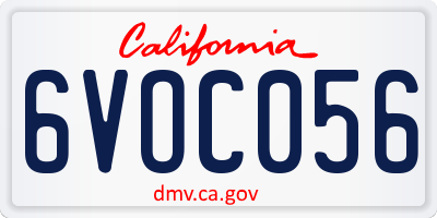 CA license plate 6VOC056