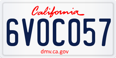 CA license plate 6VOC057