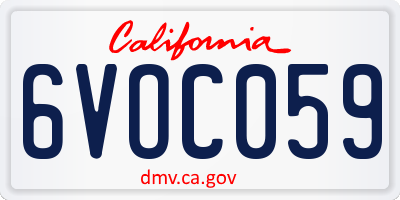 CA license plate 6VOC059