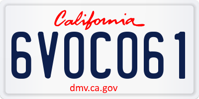 CA license plate 6VOC061