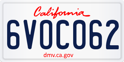 CA license plate 6VOC062