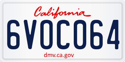 CA license plate 6VOC064