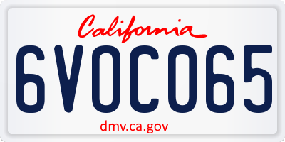 CA license plate 6VOC065