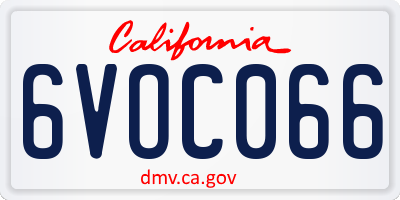 CA license plate 6VOC066