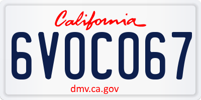 CA license plate 6VOC067