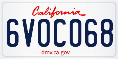 CA license plate 6VOC068