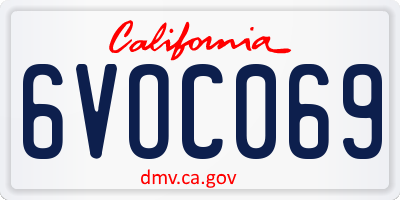 CA license plate 6VOC069