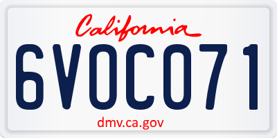 CA license plate 6VOC071
