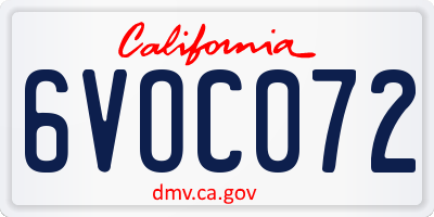 CA license plate 6VOC072