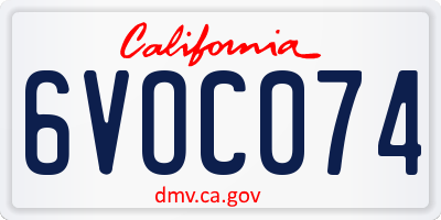 CA license plate 6VOC074