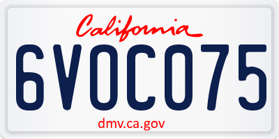 CA license plate 6VOC075