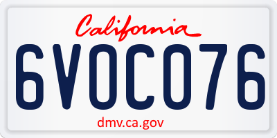 CA license plate 6VOC076