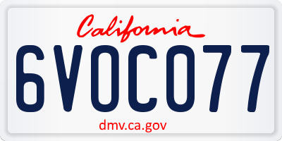 CA license plate 6VOC077