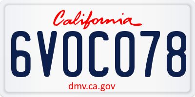 CA license plate 6VOC078