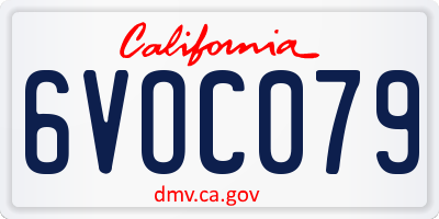 CA license plate 6VOC079