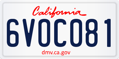 CA license plate 6VOC081
