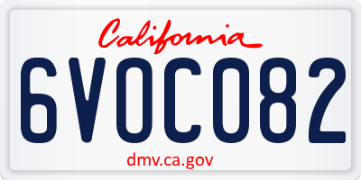 CA license plate 6VOC082