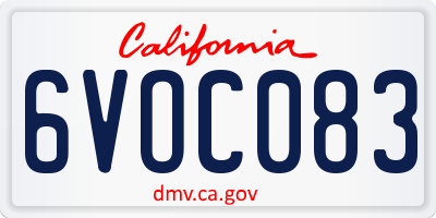 CA license plate 6VOC083