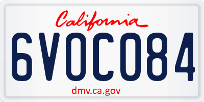 CA license plate 6VOC084