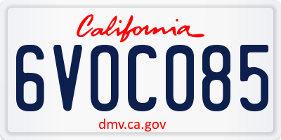 CA license plate 6VOC085
