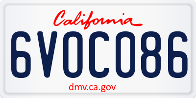 CA license plate 6VOC086