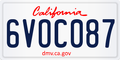 CA license plate 6VOC087
