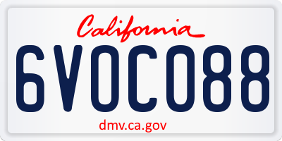 CA license plate 6VOC088