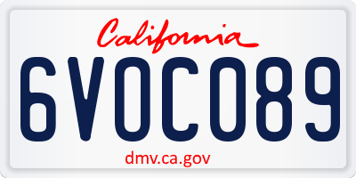 CA license plate 6VOC089
