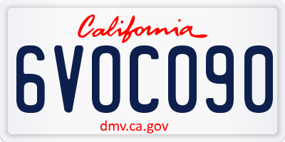 CA license plate 6VOC090