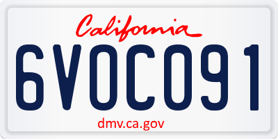 CA license plate 6VOC091