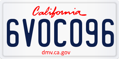 CA license plate 6VOC096