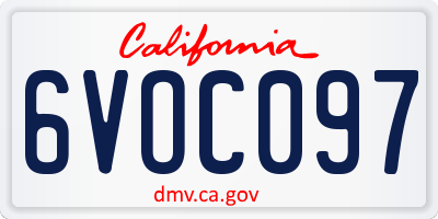 CA license plate 6VOC097