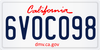 CA license plate 6VOC098