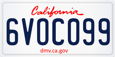 CA license plate 6VOC099