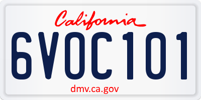 CA license plate 6VOC101