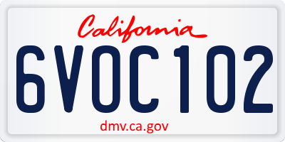 CA license plate 6VOC102