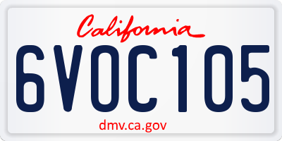 CA license plate 6VOC105