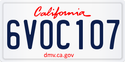 CA license plate 6VOC107
