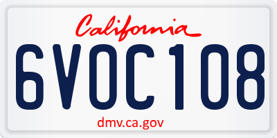 CA license plate 6VOC108
