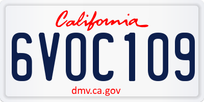 CA license plate 6VOC109