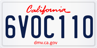 CA license plate 6VOC110