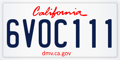 CA license plate 6VOC111