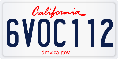 CA license plate 6VOC112