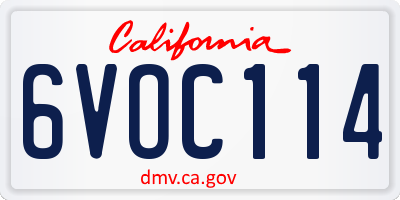 CA license plate 6VOC114