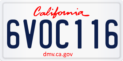 CA license plate 6VOC116